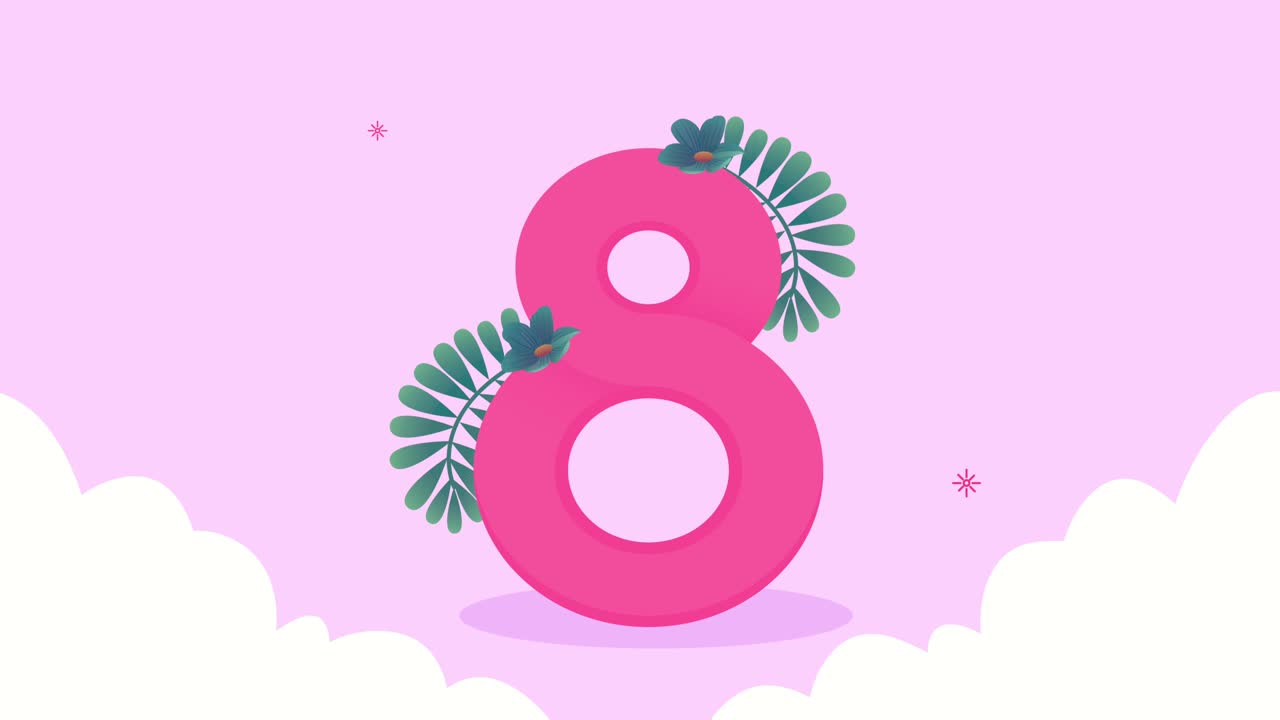 feliz día de la mujer número ocho con hojas