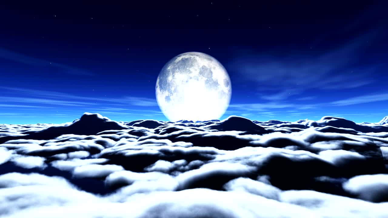 꿈, 보름달, 구름, 4k