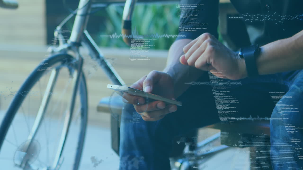 Animation of scope scanning and data processing over man using smartphone