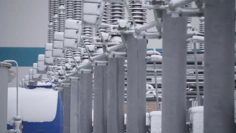 snowy electrical substation