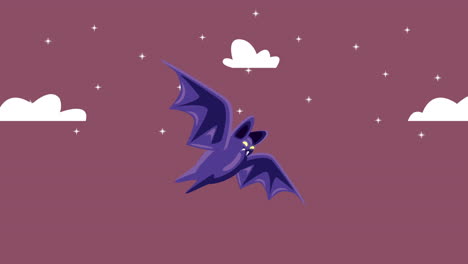 feliz animación de halloween con murciélago volando