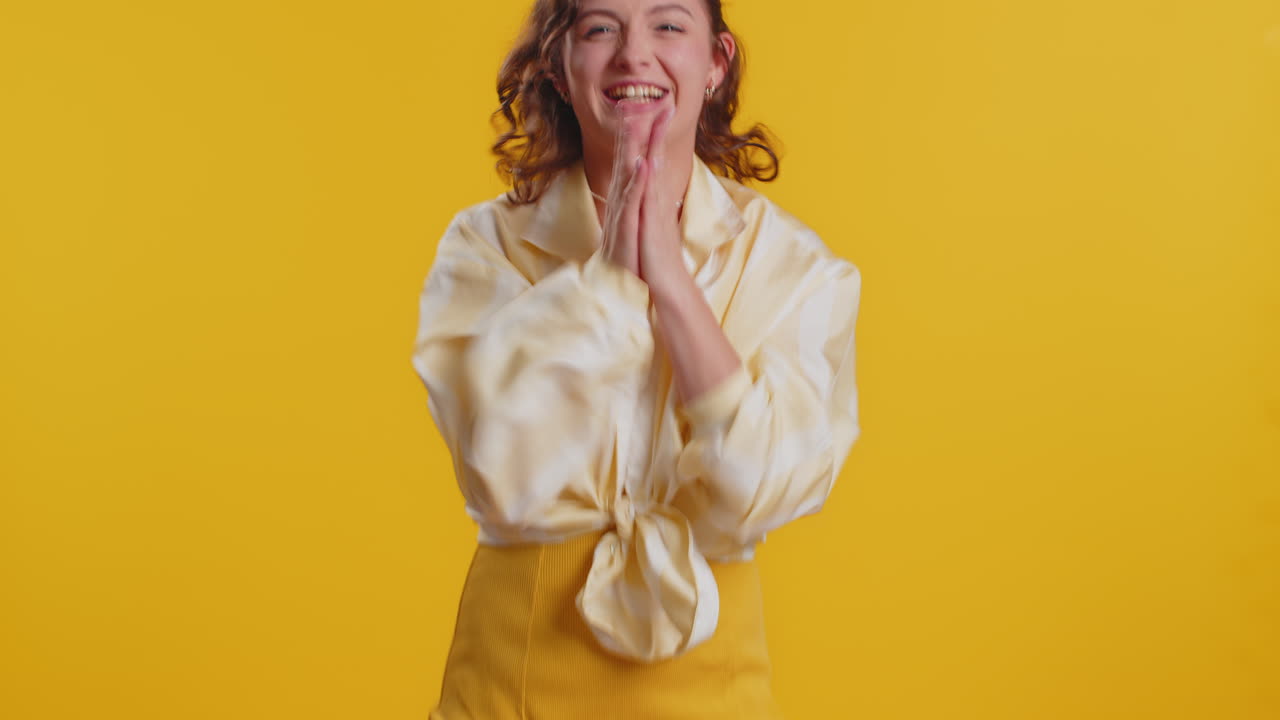 Happy young woman celebrating success winning birthday lottery jackpot goal achievemen good news