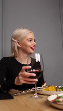 woman enjoying a meal in a restaurant