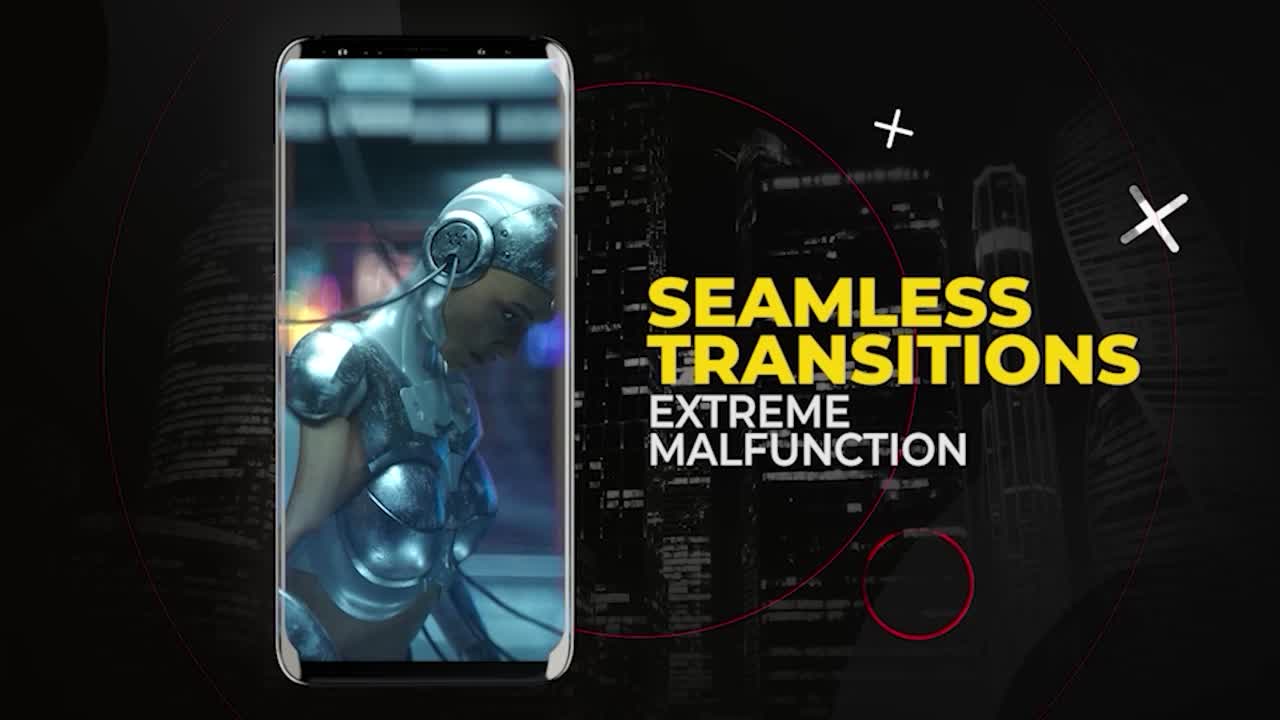 Transizioni perfette ed effetti di grafica in movimento Malfunction estremi