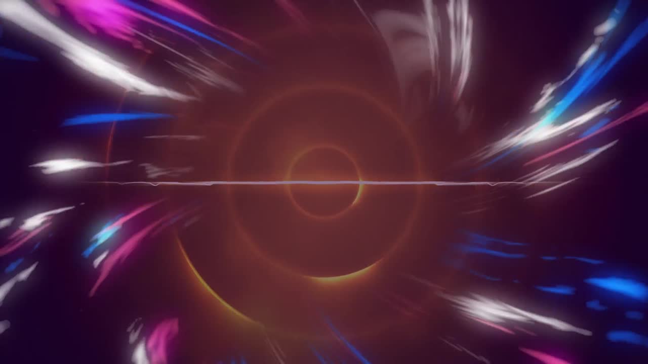 오렌지색 원 위에 반이는 빛의 흔적의 애니메이션