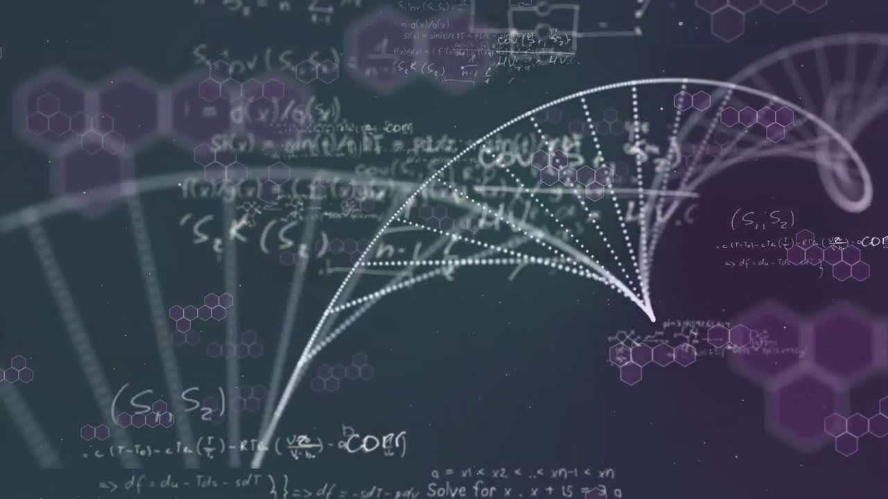 animación del procesamiento de datos científicos sobre un fondo oscuro
