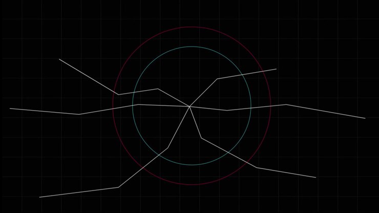 Abstract Digital Interface with Pulsing Geometric Lines and Circles