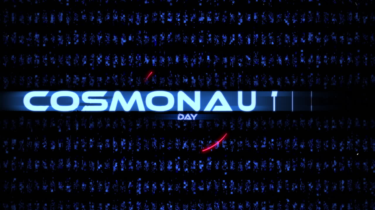 Cosmonautics Day on digital screen with HUD circles