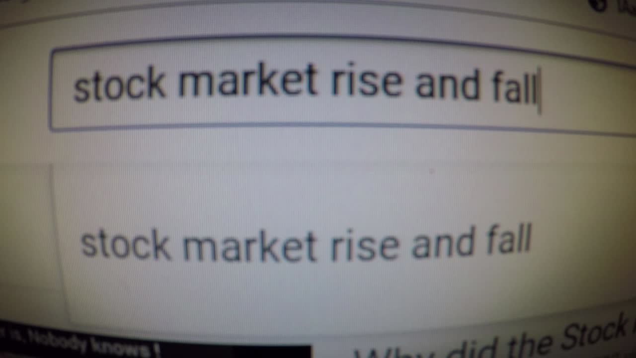 Searching Stock Market Risk On Youtube, Close Up Of Computer Search Full HD