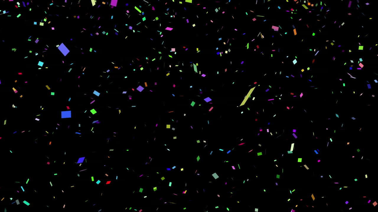 Animazione di coriandoli colorati che cadono su sfondo nero