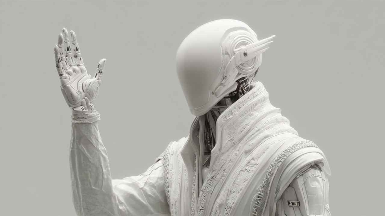 A Futuristic Android Wave: Evoking Emotion Through a Gesture of Communication in a Minimalist Aesthetic Setting