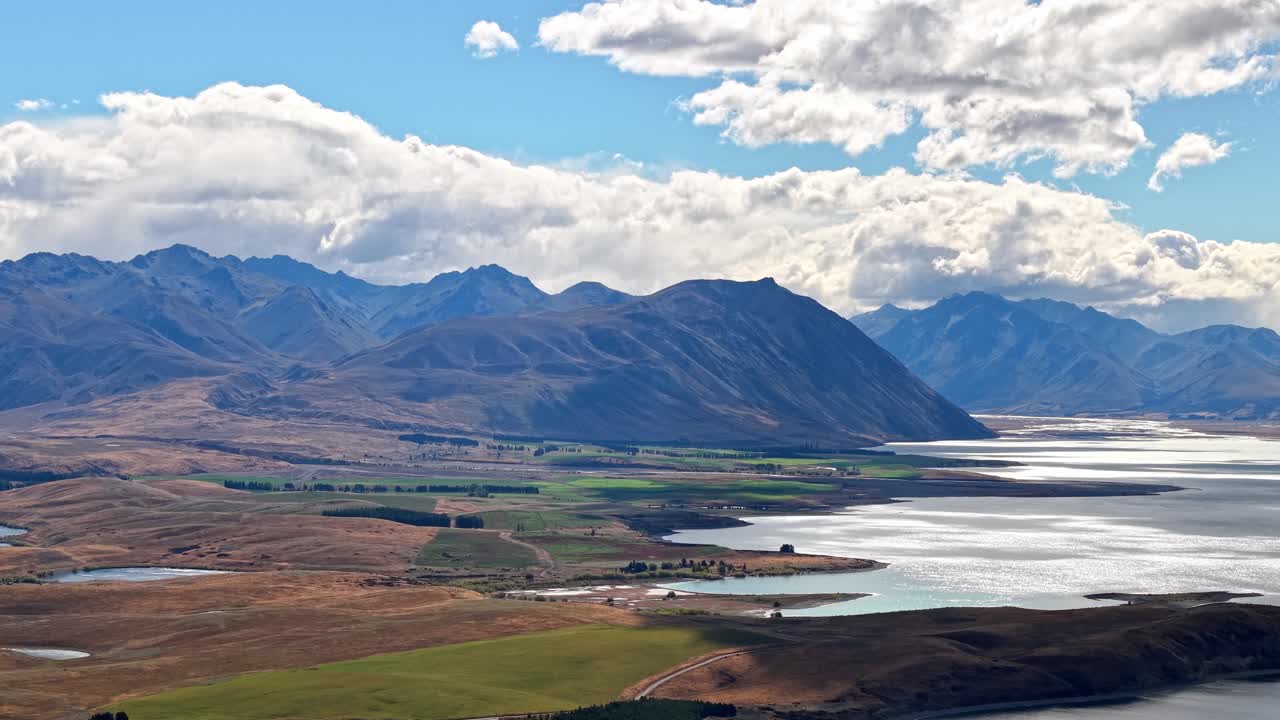 Tekapo Lake, New Zealand with mountains and stunning alpine beauty