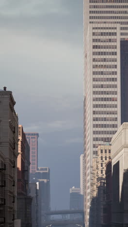 city street view with tall buildings