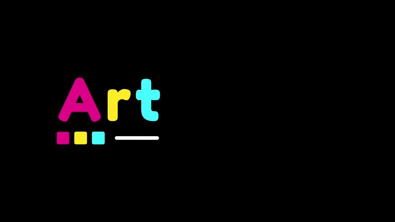4k video of single word art design on black background.