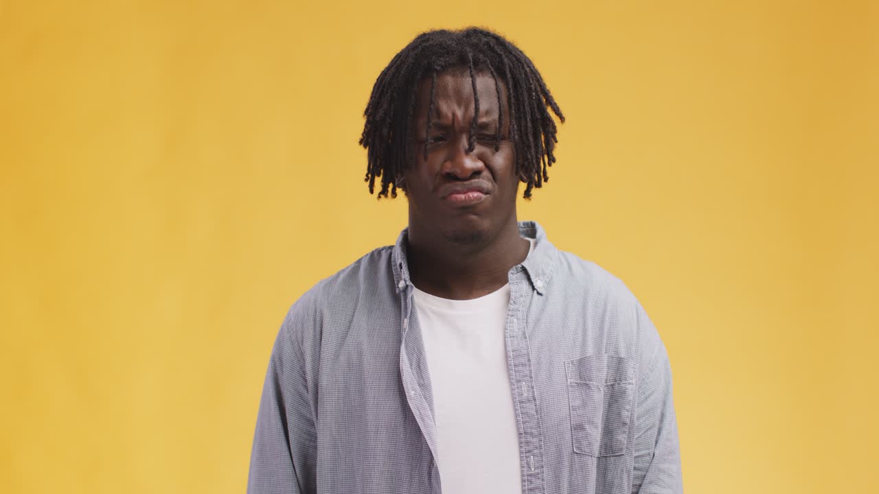 Unhappy Man in Studio