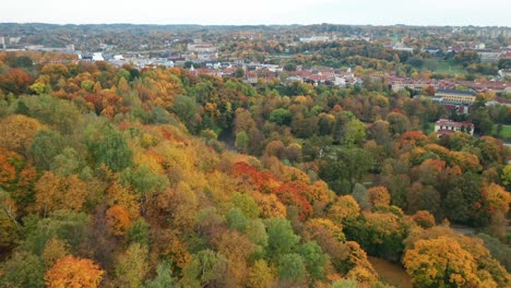 aerial: autumn landscape of litthuania capital vilnius