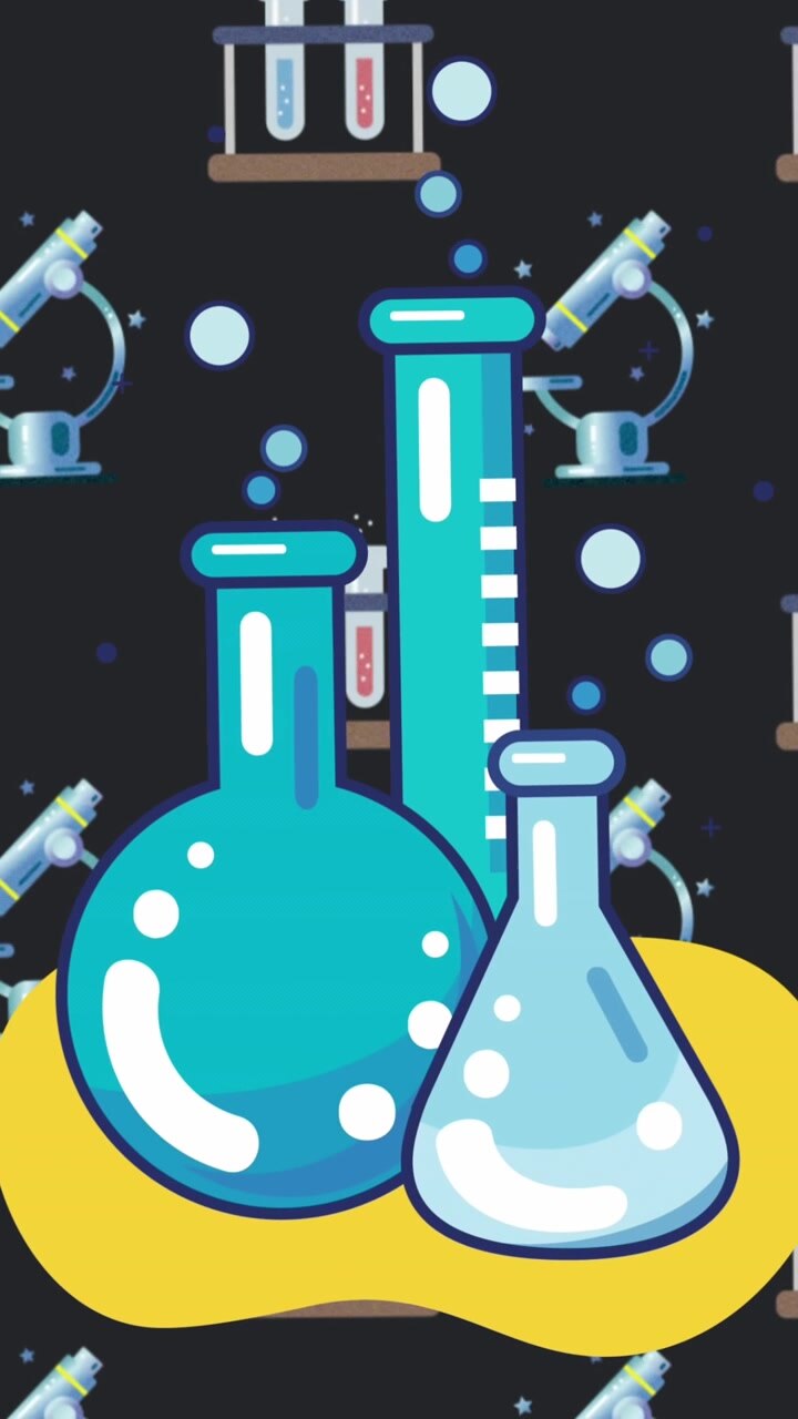Animation of chemistry and telescope school icons on black background