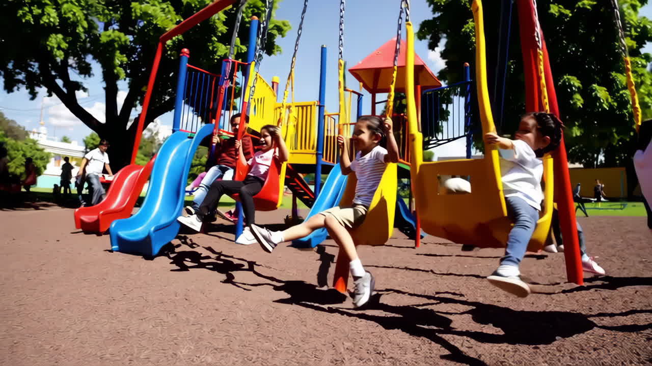 niños jugando en un patio de recreo