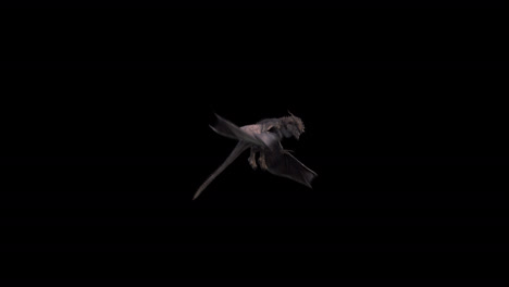 realistic dragon taking off from the ground on black background