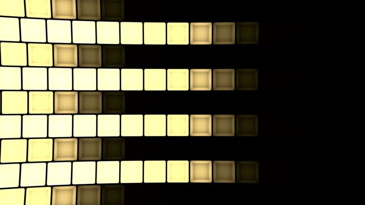 Lights flashing wall cubes bulbs pattern rotation stage background vj loop