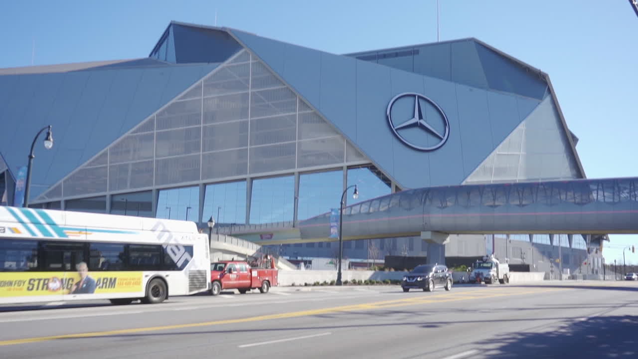 Mercedes-Benz Stadium from the street.