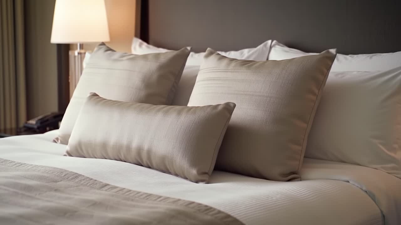 A Cozy Bedroom Retreat Featuring Luxurious Bedding and Plush Pillows That Invite You to Relax and Unwind in a Serene Atmosphere