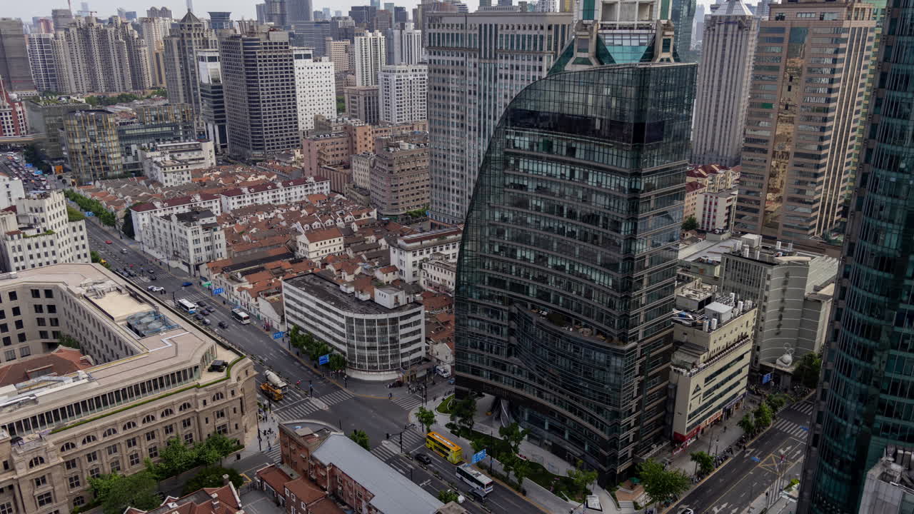 Timelapse of the Shanghai city skyline from a high vantage point