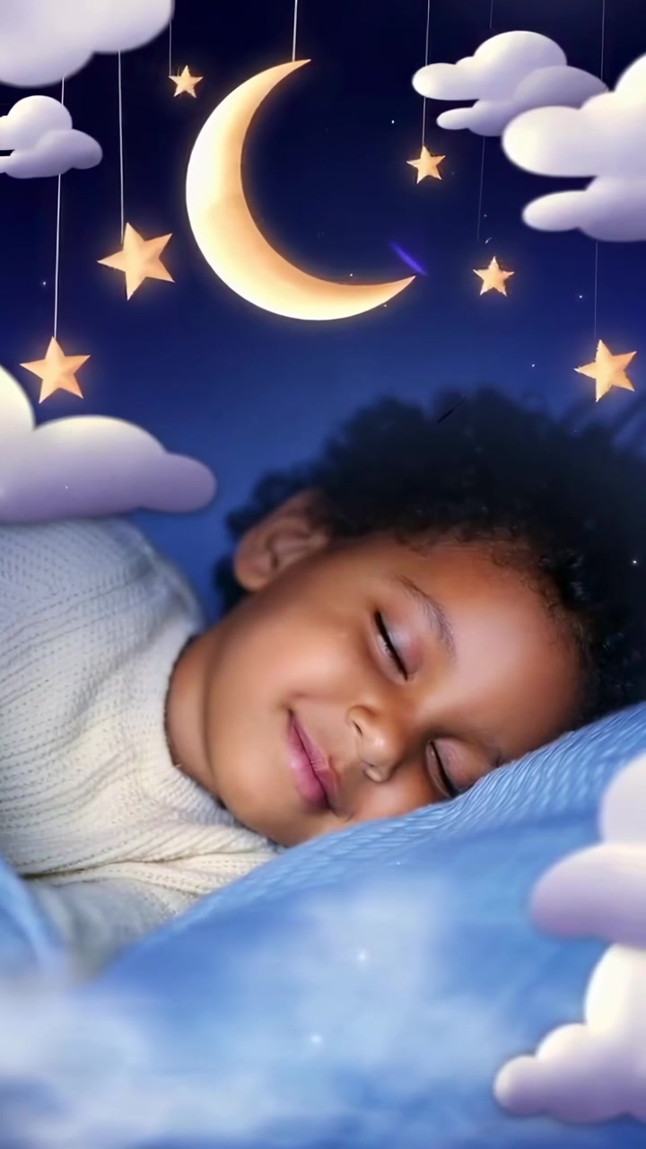 Peaceful Child Sleeping Soundly Under a Magical Night Sky