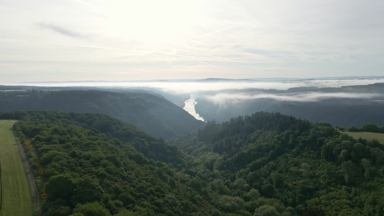 서부 독일의 놀랍고 광활한 모젤 계곡과 접하는 광활하고 푸른 초원