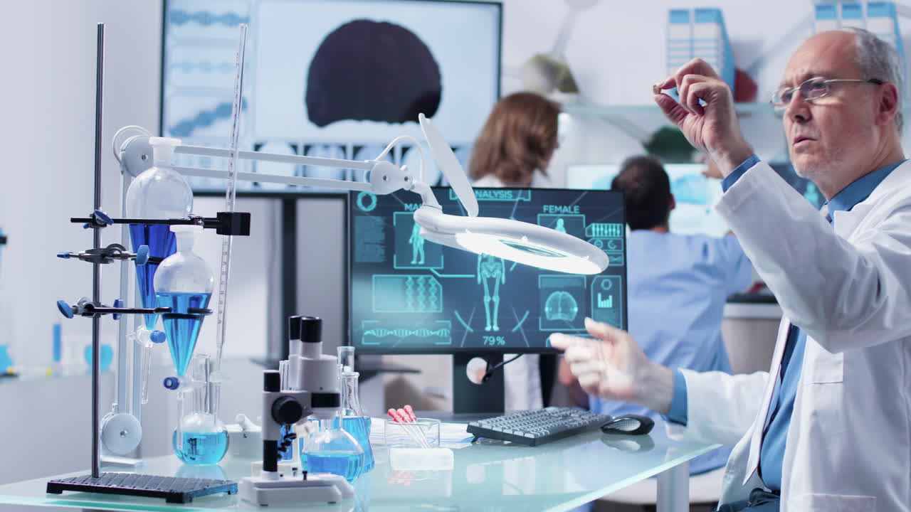 Scientists conducting medical research in a laboratory