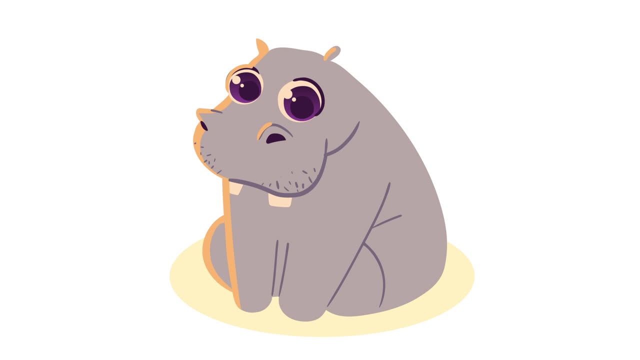 cute hippo animal character animation