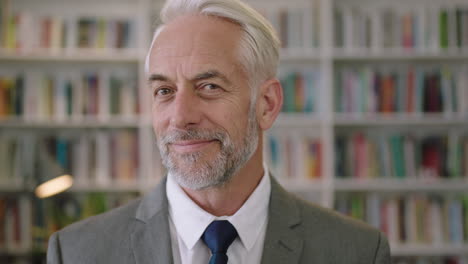 portrait of professional businessman in library smiling pensive gentleman architect professor lecturer