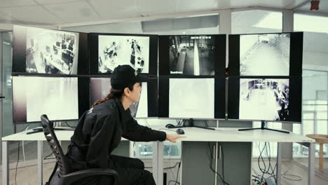 security guard monitoring surveillance cameras