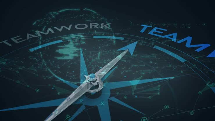 Animation of compass with text over padlock and data processing