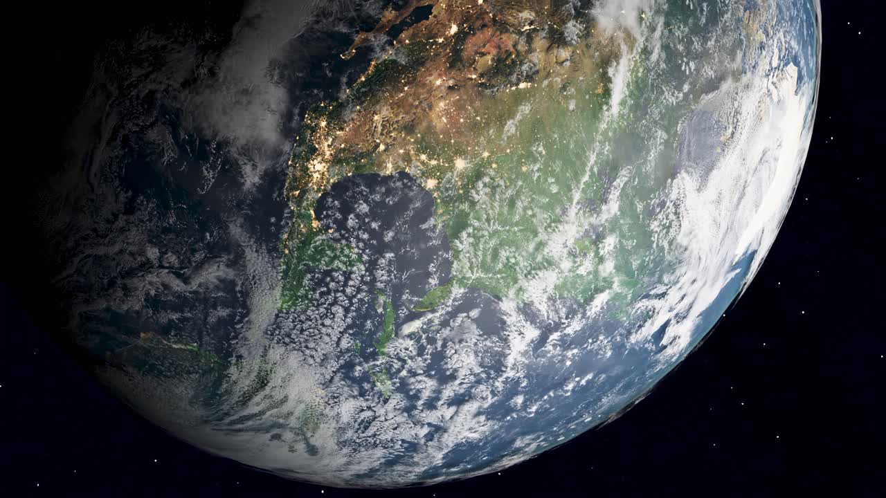 formación de nubes en la atmósfera sobre américa del norte, tierra desde el espacio en 3d, vertical