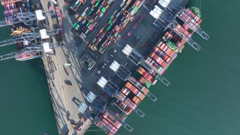 aerial footage of yantian international container terminal in shenzhen city, china