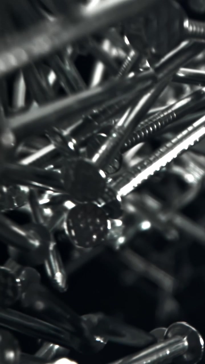 Macro Shot of Shiny Metal Nails Forming an Intricate Structure