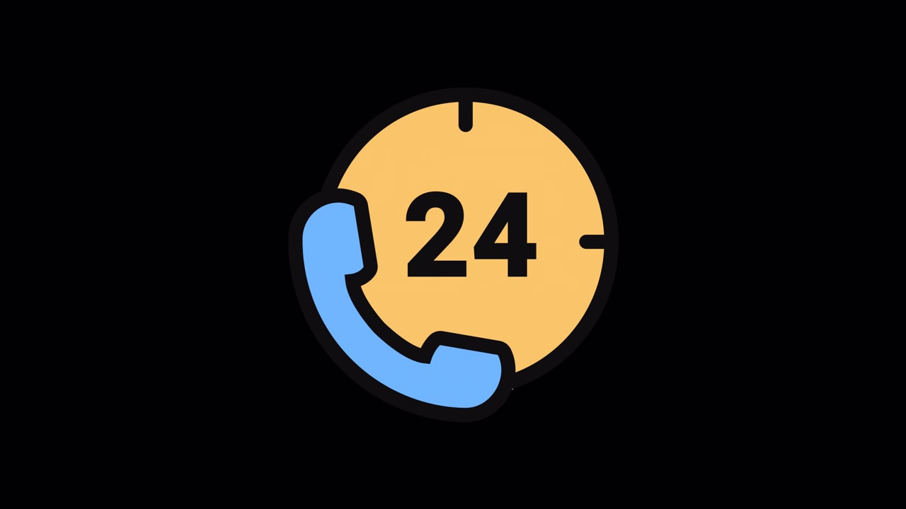 Icona animata: Supporto telefonico 24/7 con orologio