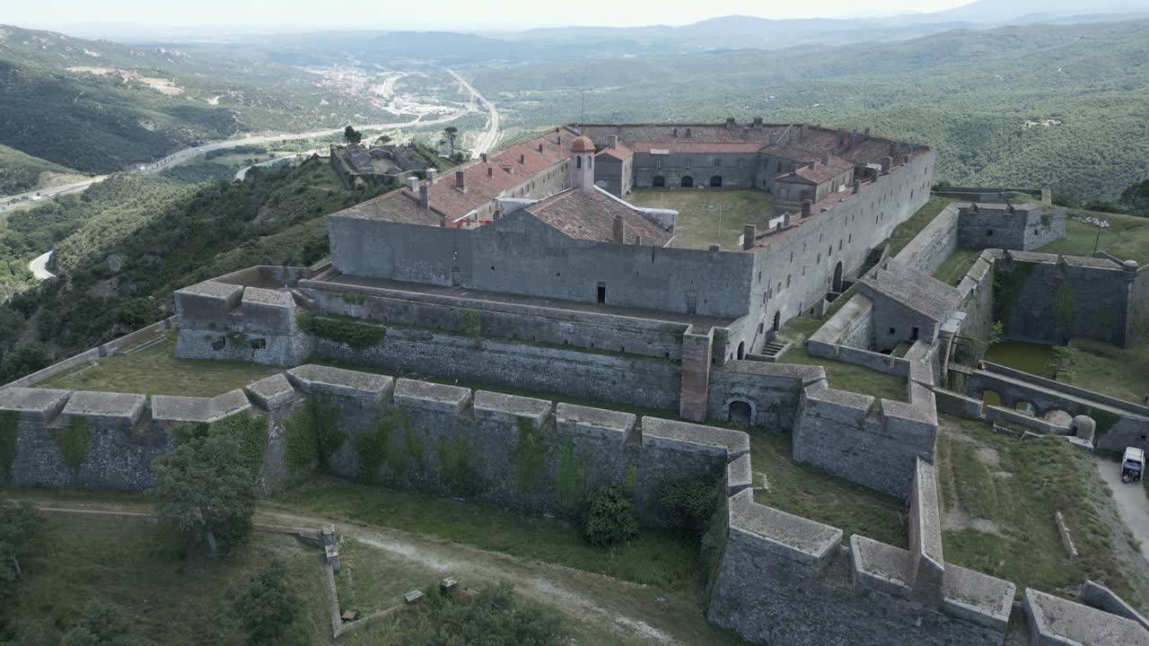 Aerial View of a Historic Fortress on a Hilltop