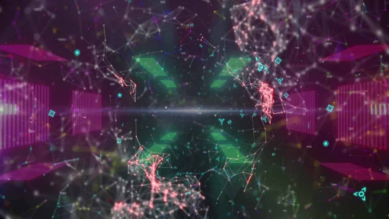 animación del código qr y el procesamiento de datos sobre fondo oscuro