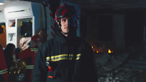 firefighter at the scene of a disaster