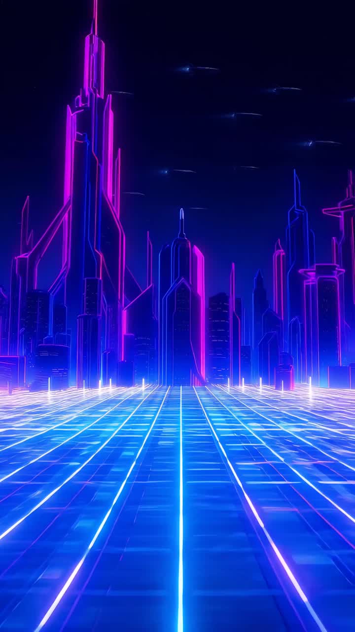 Retro-futuristico Sci-Fi Retrowave Griglia Neon 4K