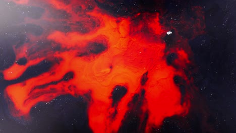 red alcoholic ink swirling like a nebula in space, macro abstract with dreamy motion