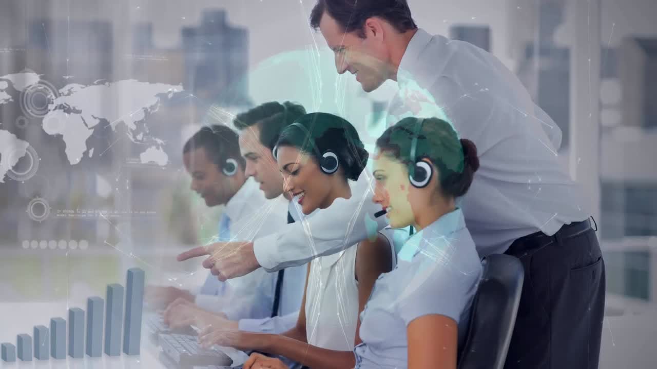 팀 과 함께 콜센터 에서 일 하는 감독자