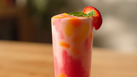 refreshing layered fruit smoothie