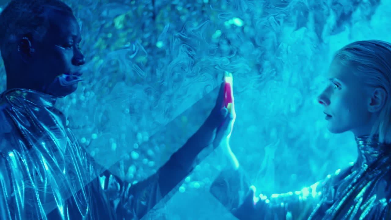 Cosmic Man and Woman Holding Hands