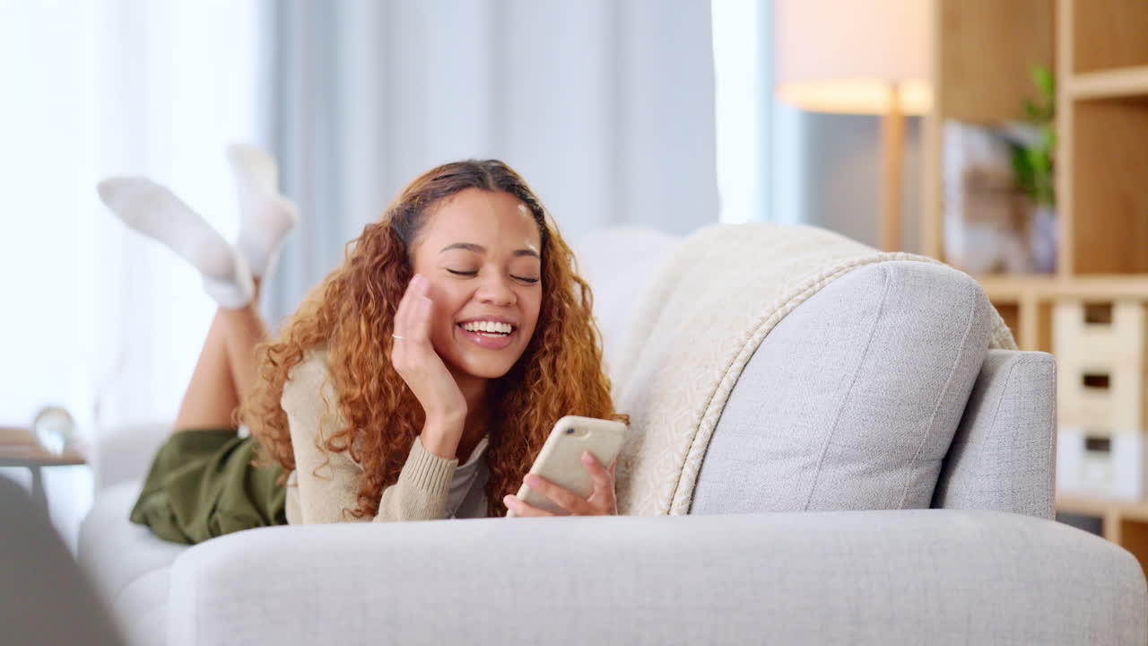Cheerful female chatting to her friends on social
