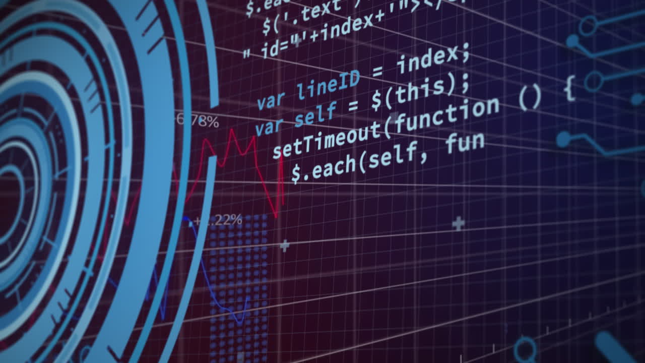 검은 바탕에 데이터 처리 및 범위 스캐닝의 애니메이션