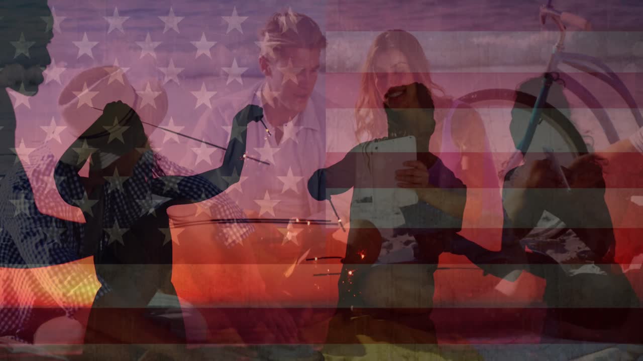 다양한 사람들 위에 미국  ⁇ 발의 애니메이션