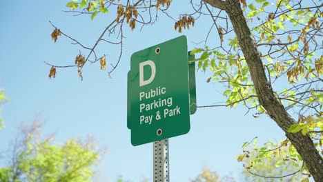 static view of public parking sign with letter d at university of manitoba